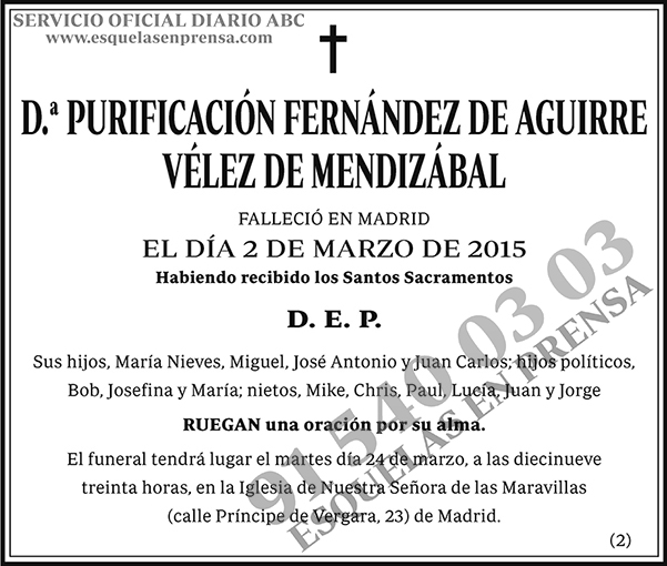 Purificación Fernández de Aguirre Vélez de Mendizábal